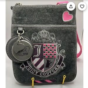 Juicy Couture Y2K !Charcoal and Pink Shoulder Bag